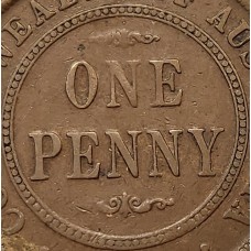 AUSTRALIA 1920 . ONE 1 PENNY . VARIETY . DOUBLE DOT